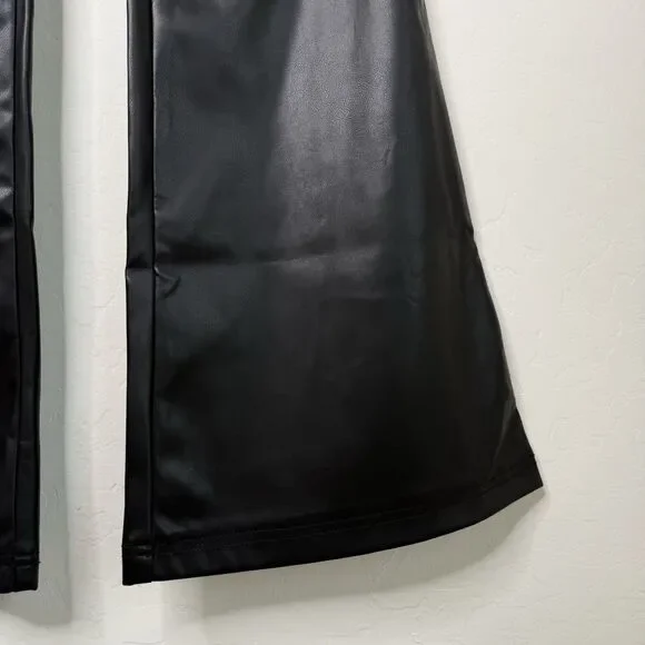 NWT Size 9 SO Black Faux Leather High Rise Flare Bell Bottom Pants Chic Goth 70s - Picture 5 of 16